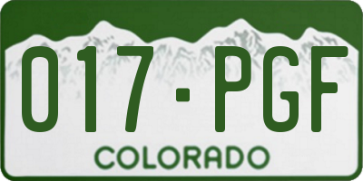 CO license plate 017PGF