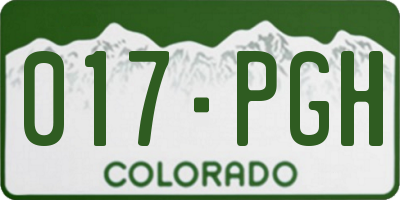 CO license plate 017PGH