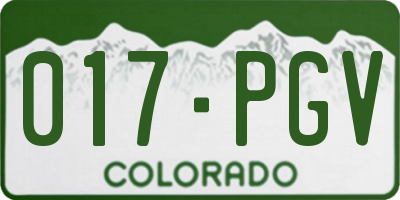 CO license plate 017PGV