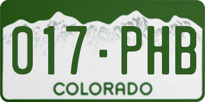 CO license plate 017PHB