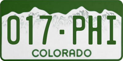 CO license plate 017PHI