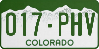CO license plate 017PHV