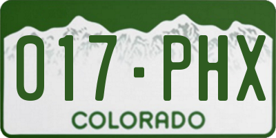 CO license plate 017PHX