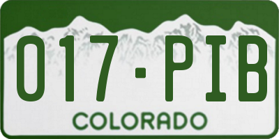 CO license plate 017PIB
