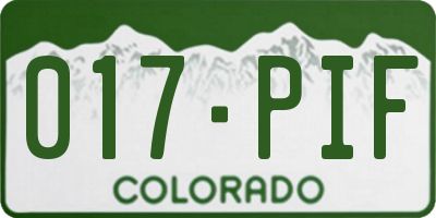 CO license plate 017PIF