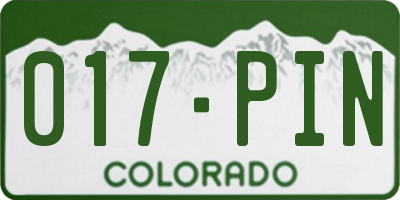 CO license plate 017PIN