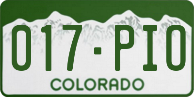 CO license plate 017PIO