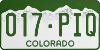 CO license plate 017PIQ