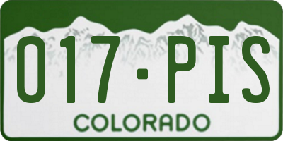 CO license plate 017PIS