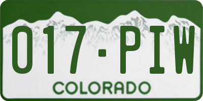 CO license plate 017PIW