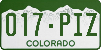CO license plate 017PIZ
