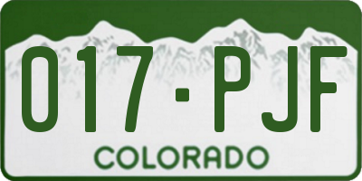 CO license plate 017PJF
