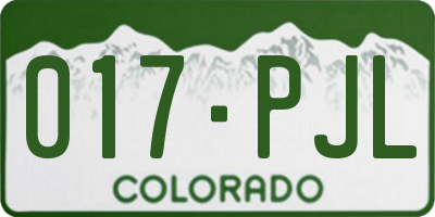 CO license plate 017PJL