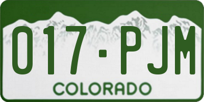 CO license plate 017PJM