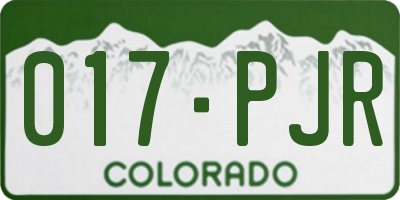 CO license plate 017PJR