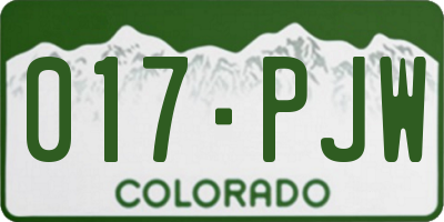 CO license plate 017PJW