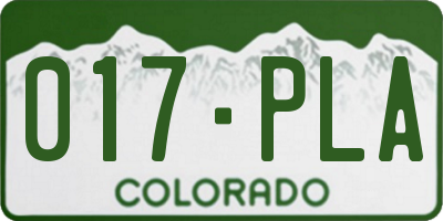 CO license plate 017PLA