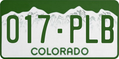 CO license plate 017PLB