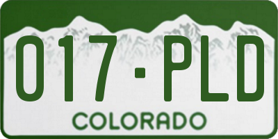 CO license plate 017PLD