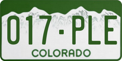 CO license plate 017PLE