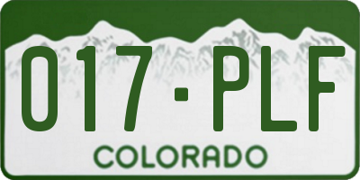 CO license plate 017PLF