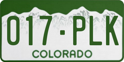 CO license plate 017PLK