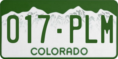 CO license plate 017PLM