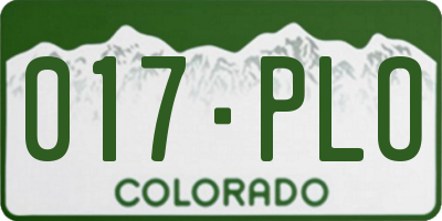 CO license plate 017PLO