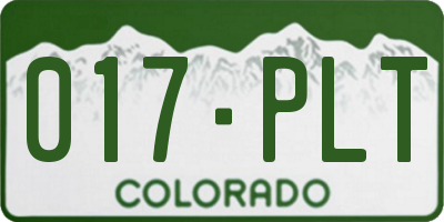 CO license plate 017PLT