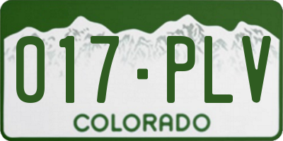 CO license plate 017PLV