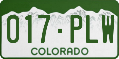 CO license plate 017PLW
