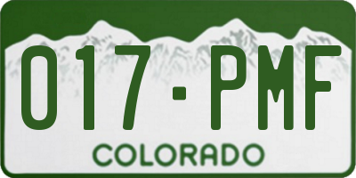 CO license plate 017PMF