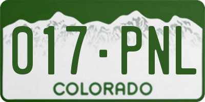 CO license plate 017PNL