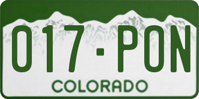 CO license plate 017PON