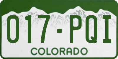 CO license plate 017PQI