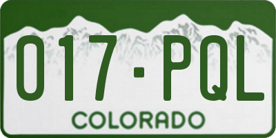 CO license plate 017PQL