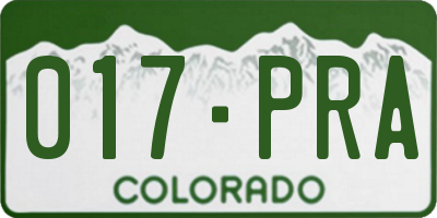 CO license plate 017PRA