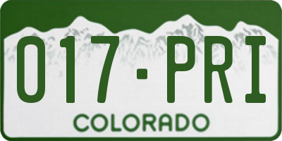 CO license plate 017PRI