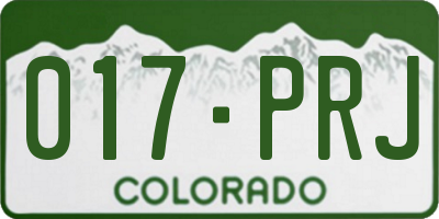 CO license plate 017PRJ