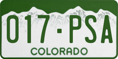 CO license plate 017PSA