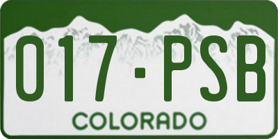 CO license plate 017PSB