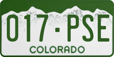 CO license plate 017PSE