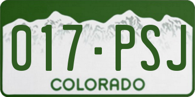 CO license plate 017PSJ