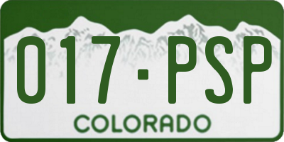 CO license plate 017PSP