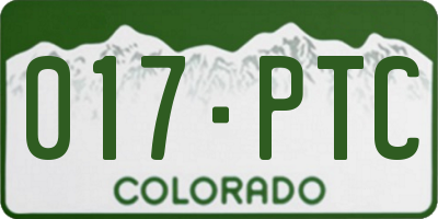 CO license plate 017PTC