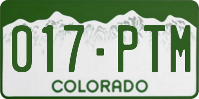 CO license plate 017PTM