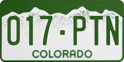 CO license plate 017PTN