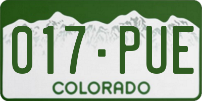 CO license plate 017PUE