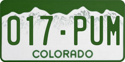 CO license plate 017PUM