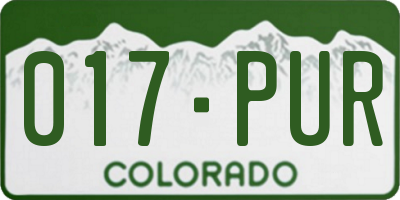 CO license plate 017PUR